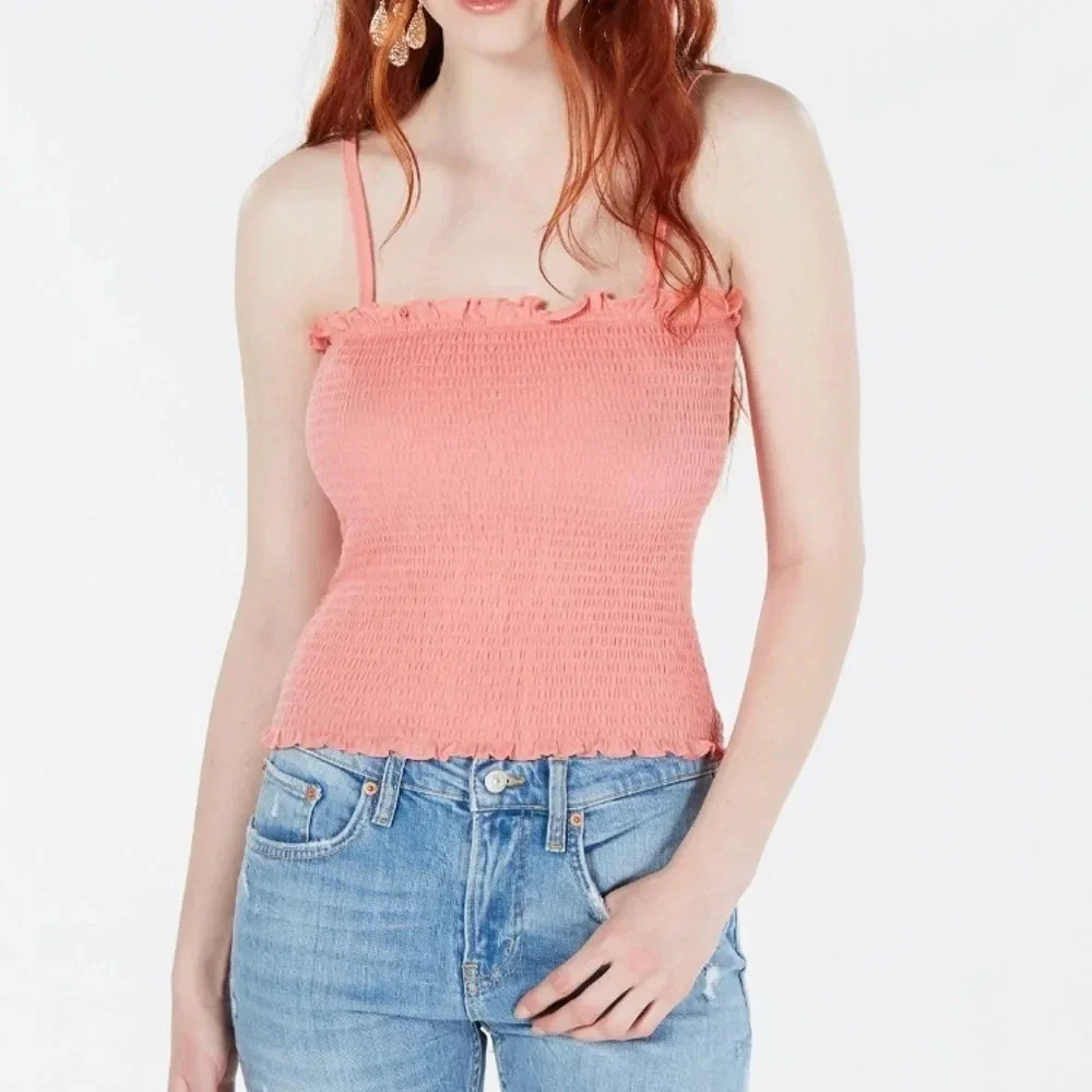 NEW Crave‎ Fame Juniors’ Ruffle Smoked Top Size L